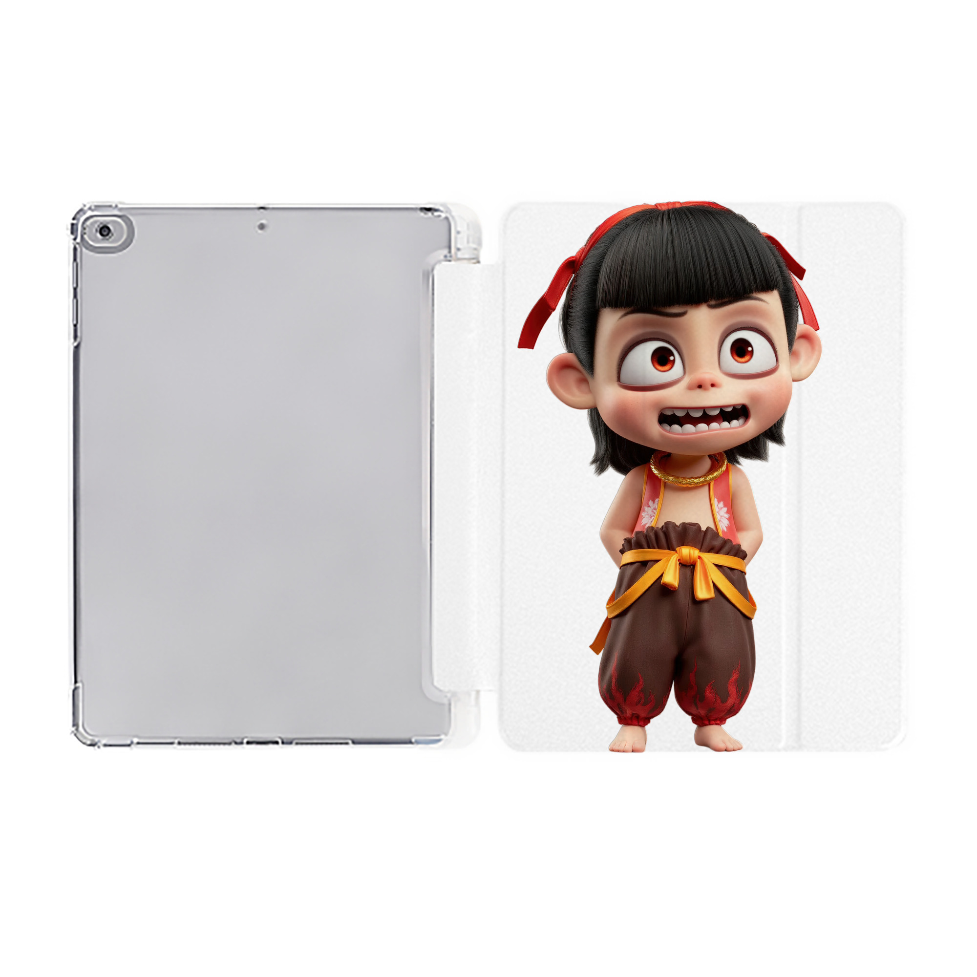 （画像用） Ne Zha 2 ナタ 魔童の大暴れ IPad ケース ペン収納付き 三つ折りスタンド PUレザー×シリコン 対応機種9.5/10.5/10.9インチ